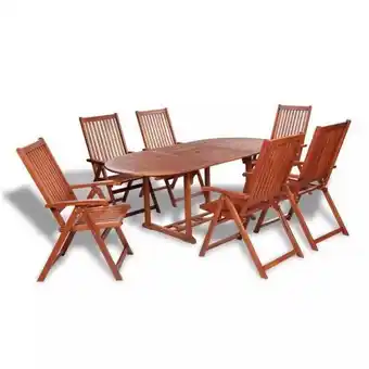 Mobilier de jardin 7 pcs table extensible bois | brun
