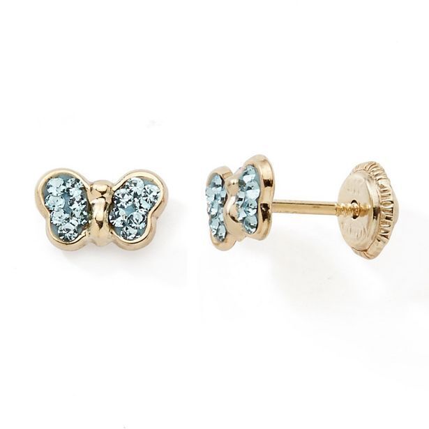Eric Duny Boucles or 375 millièmes papillon cristaux bleu vis offre