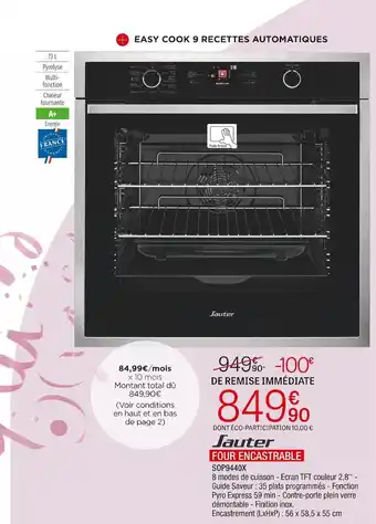 Sauter four encastrable
