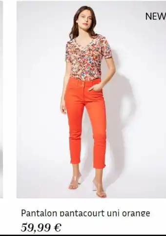Pantalon pantacourt uni orange