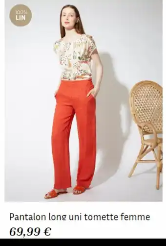 Pantalon long uni tomette femme