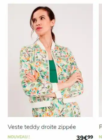 Veste teddy droite zippée