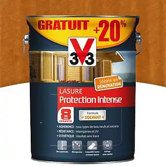Castorama Lasure bois protection intense v33 chêne naturel - 8 ans 5l + 20% gratuit offre