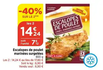 Bi1 Escalopes de poulet marinées surgelées offre