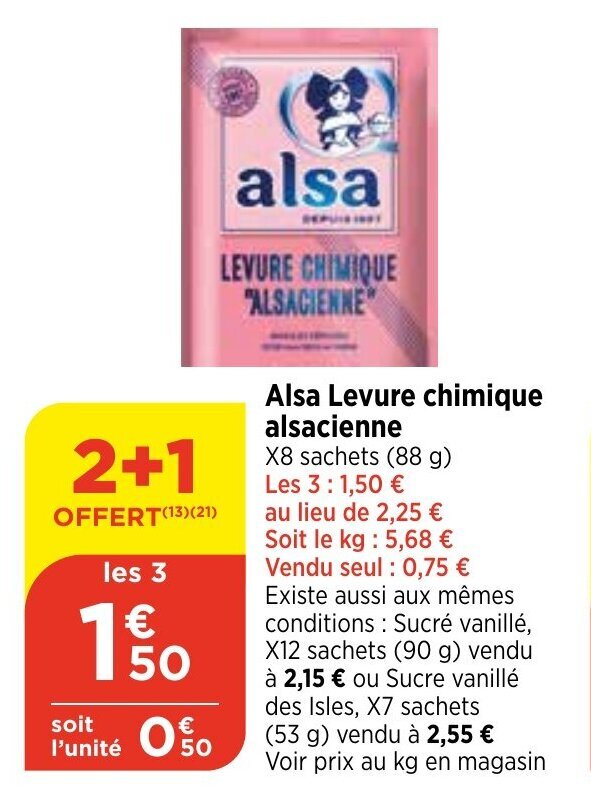 Promo Alsa Levure chimique alsacienne chez Bi1