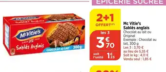 Bi1 Mc Vitie's Sablés anglais Chocolat au lait ou offre