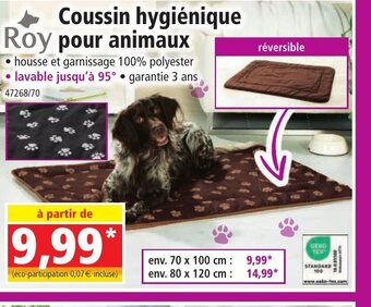 Norma Coussin hygiénique Roy pour animaux offre