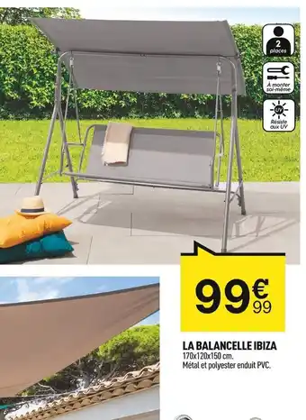 LA BALANCELLE IBIZA 170x120x150 cm. Métal et polyester enduit PVC.