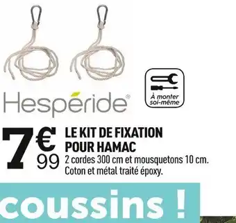Centrakor LE KIT DE FIXATION POUR HAMAC 99 2 cordes 300 cm et mousquetons 10 cm. Coton et métal traité époxy. offre