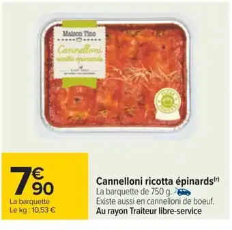 Carrefour Cannelloni ricotta épinards offre