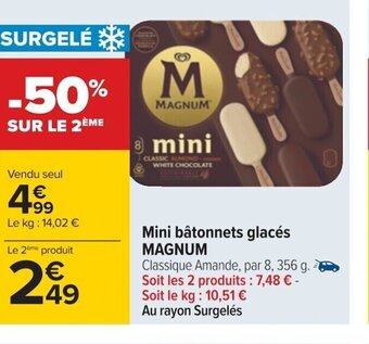 Carrefour Mini bâtonnets glacés MAGNUM offre