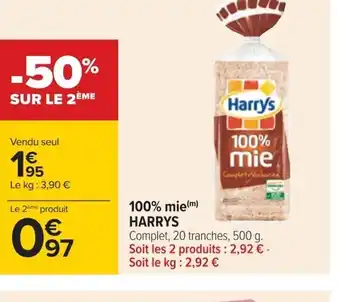 Carrefour 100% mie Harry's offre