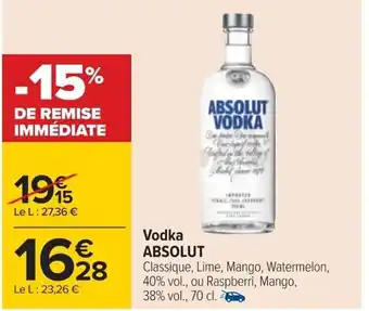 Carrefour Vodka ABSOLUT offre