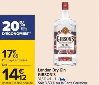 Carrefour London Dry Gin GIBSON'S offre