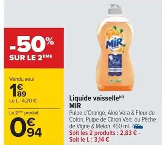 Carrefour Liquide vaisselle(d) MIR offre