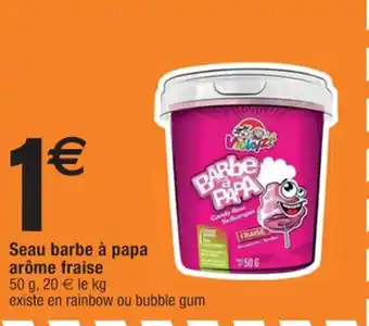 Cora x Carrefour Seau barbe à papa arôme fraise 50 g, 20 € le kg offre