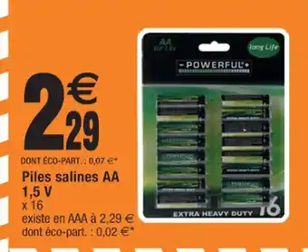 Cora x Carrefour Piles salines AA 1,5 V x 16 offre