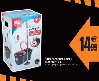 Cora x Carrefour Balai espagnol + seau essoreur 16 L offre