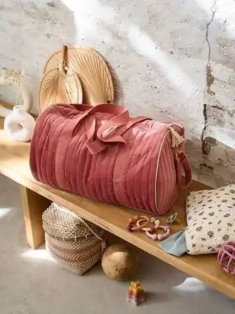 Sac a langer baby roll en velours - bois de rose grenier