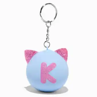 Porte-clés boule anti-stress oreilles de chat à initiale - k