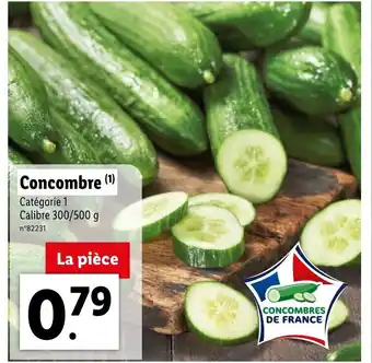 Lidl Concombre (1) Catégorie 1 Calibre 300/500 g offre