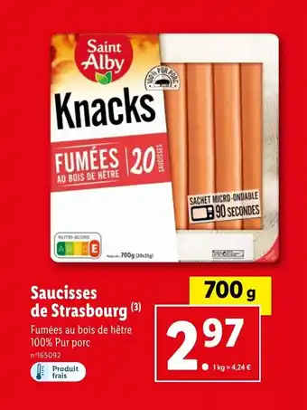 Lidl Saucisses de Strasbourg (3) offre