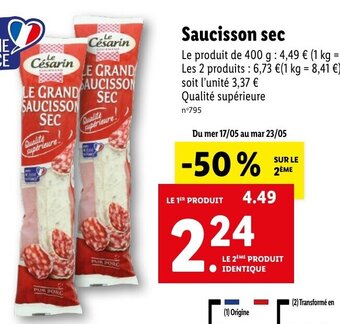 Lidl Saucisson sec offre