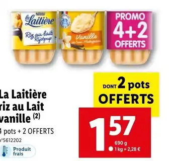 Lidl La Laitière riz au Lait vanille (2) offre