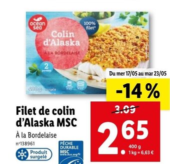 Lidl Filet de colin d'Alaska MSC offre