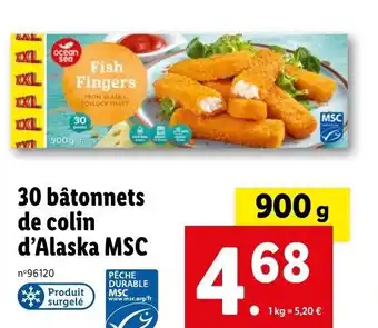 Lidl 30 bâtonnets de colin d'Alaska MSC offre