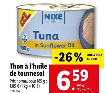 Lidl Thon à l'huile de tournesol offre