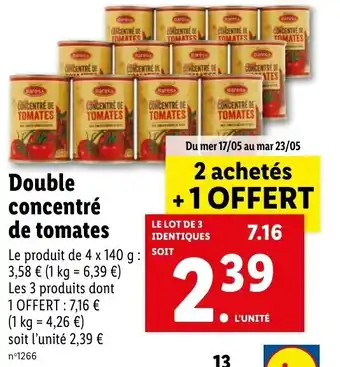 Lidl Double concentré de tomates offre