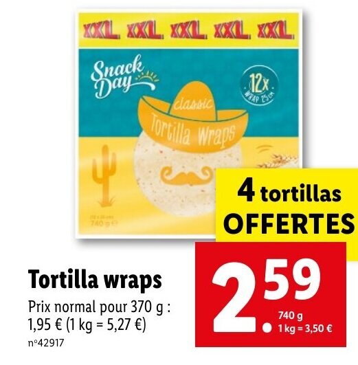 Promo Tortilla wraps chez Lidl