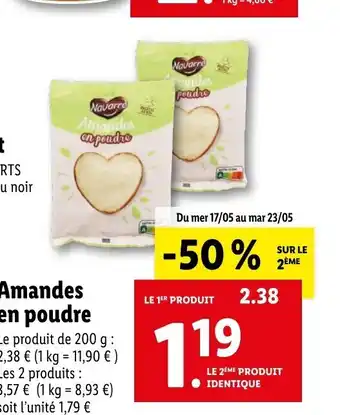 Lidl Amandes en poudre offre