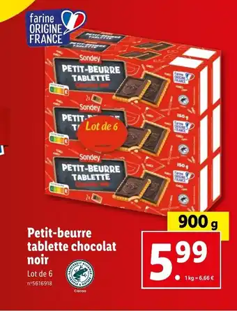 Lidl Petit-beurre tablette chocolat noir offre