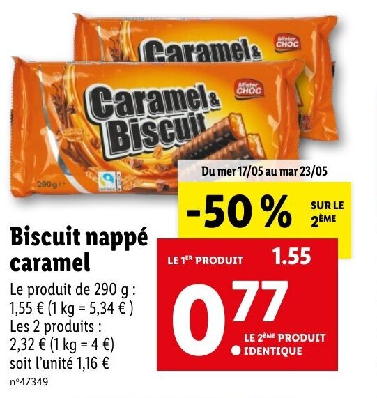 Promo Biscuit nappé caramel chez Lidl