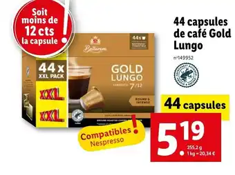 Lidl 44 capsules de café Gold offre