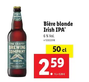 Lidl Bière blonde Irish IPA* offre
