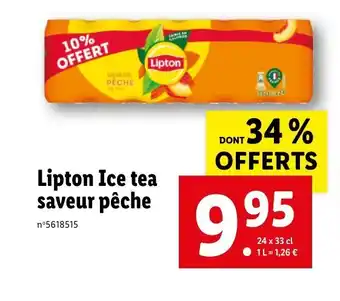 Lidl Lipton Ice tea saveur pêche offre