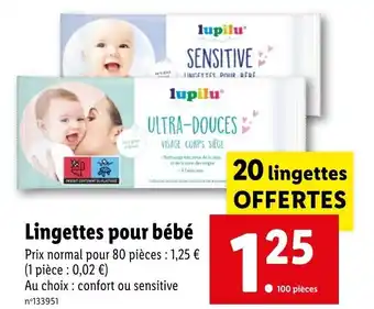 Lidl Lingettes pour bébé offre