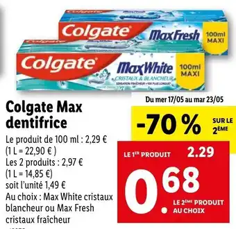 Lidl Colgate Max dentifrice offre