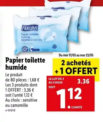 Lidl Papier toilette humide offre