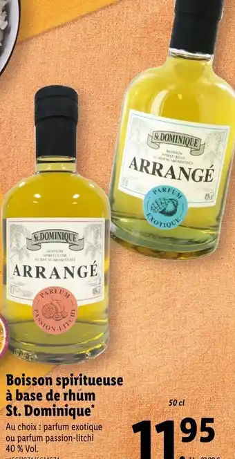 Lidl Boisson spiritueuse à base de rhum St. Dominique* Au choix parfum exotique ou parfum passion-litchi 40% Vol. offre
