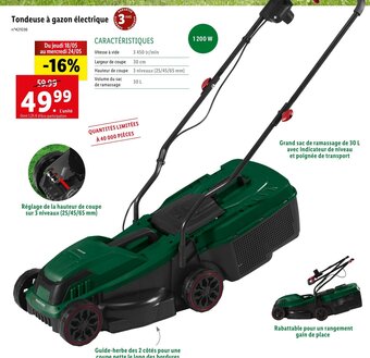 Lidl Tondeuse à gazon électrique offre