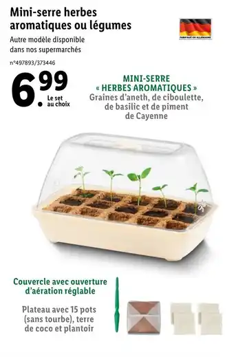 Lidl Mini-serre herbes aromatiques ou légumes offre