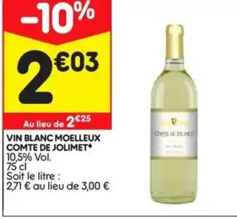 Leader Price Vin Blanc Moelleux Comte De Jolimet offre