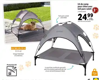 Lidl Lit de camp pour chien avec toit pare-soleil offre