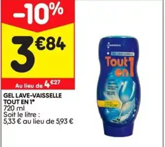 Leader Price Gel Lave-Vaisselle Tout En 1 offre