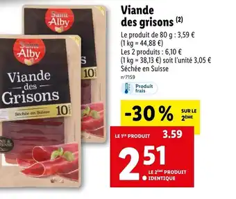 Lidl Viande des grisons (2) offre