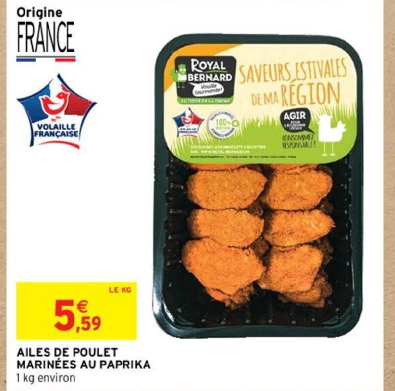 Intermarché AILES DE POULET MARINÉES AU PAPRIKA offre